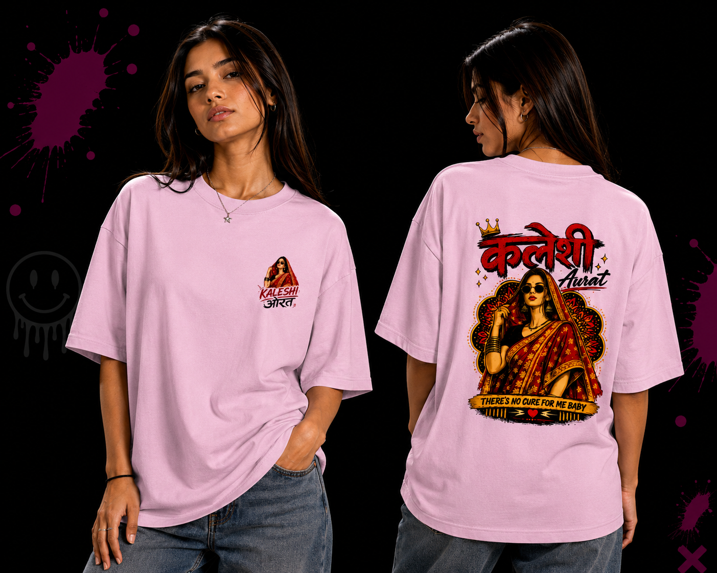 Kaleshi - Oversized Tees for her (Back Print) | KrookedVibe