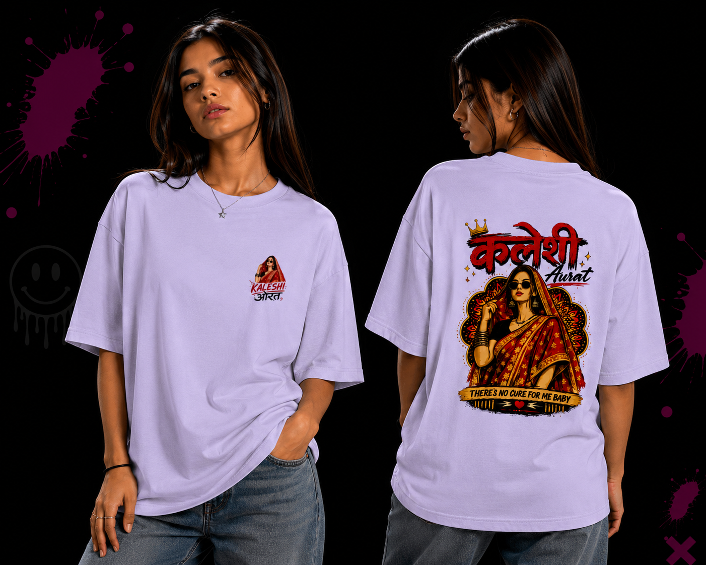 Kaleshi - Oversized Tees for her (Back Print) | KrookedVibe