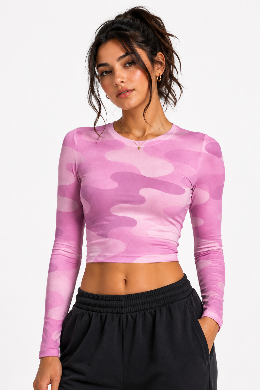 Blush Camo - Full Sleeve Crop top | KrookedVibe