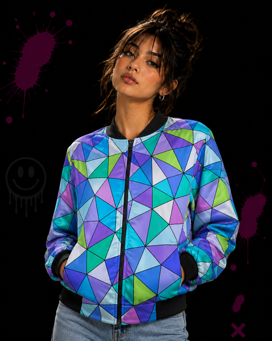 Chromatic Chaos - Bomber Jacket for Her | KrookedVibe