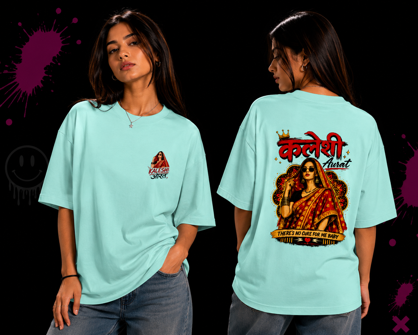Kaleshi - Oversized Tees for her (Back Print) | KrookedVibe