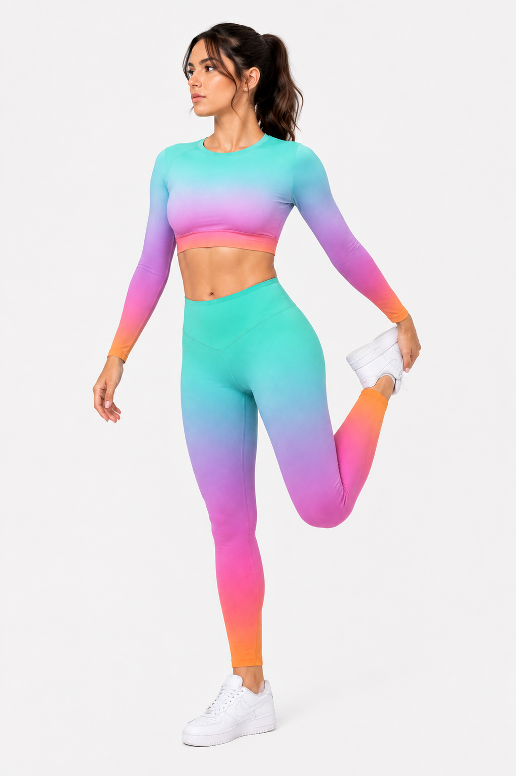 Soft Flex - Full Sleeve Crop Top & Gym Leggings