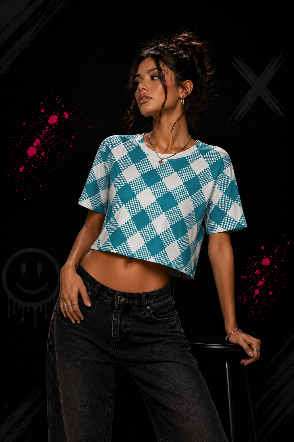 Blue checks - Crop Top | KrookedVibe