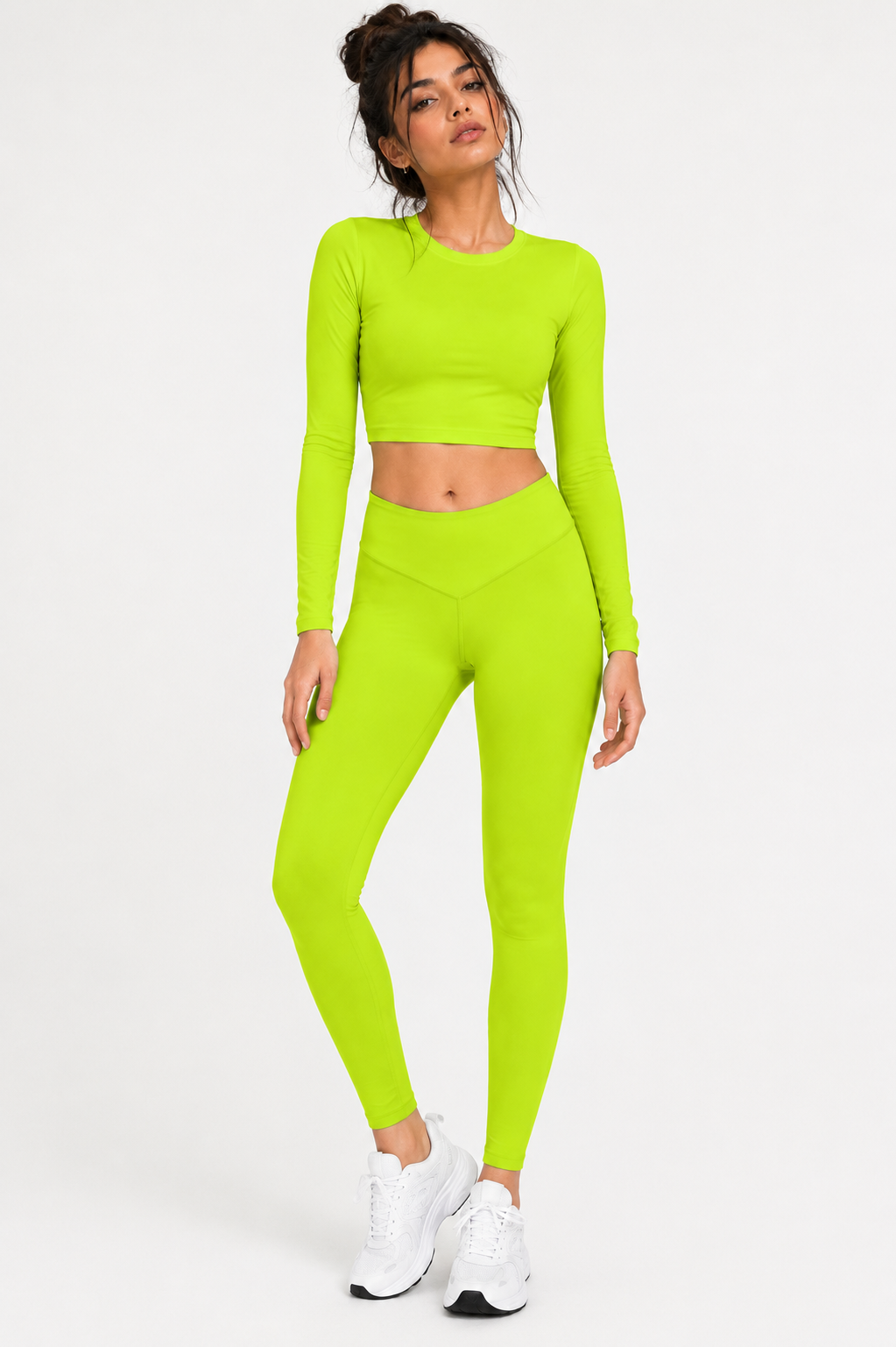 Neon (  Full Sleeve Crop top + Gym Leggings)