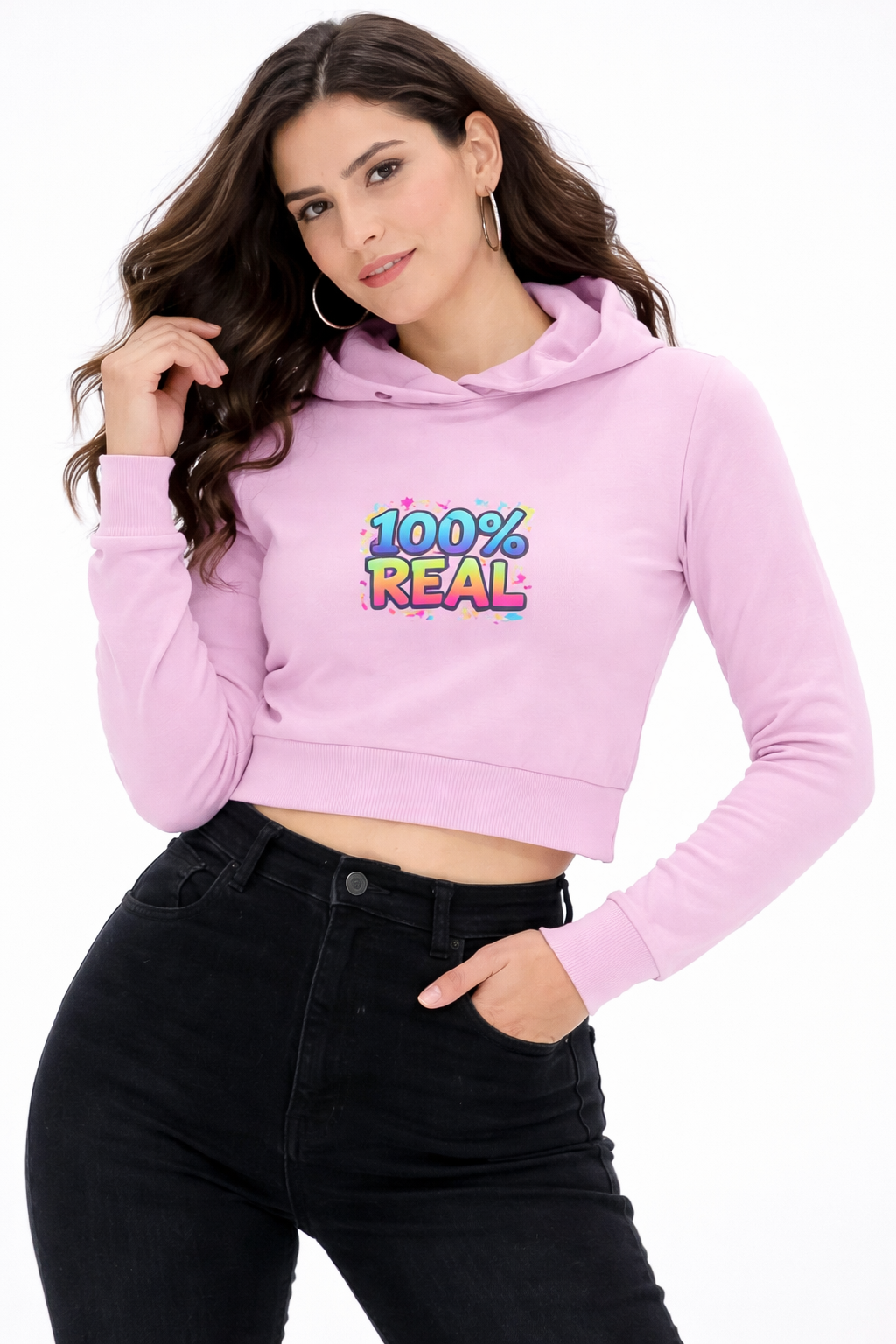 100% Real - Cropped Hoodie