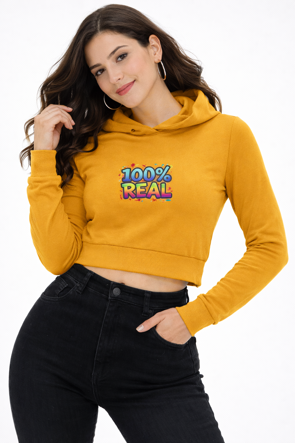 100% Real - Cropped Hoodie