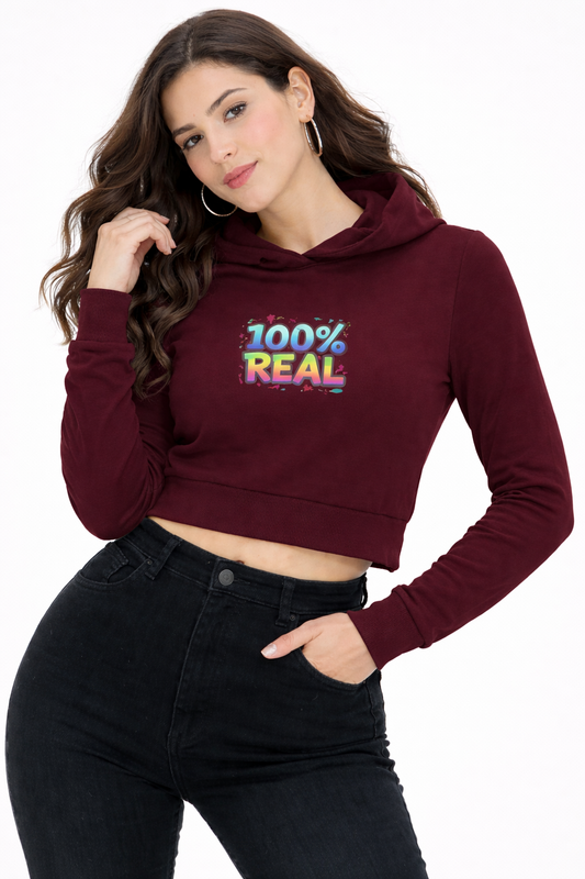 100% Real - Cropped Hoodie