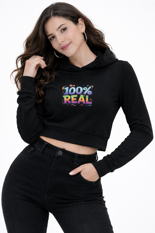 100% Real - Cropped Hoodie