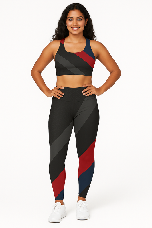 Stripped Red - Gym Legging and Sports Bra ( Combo)