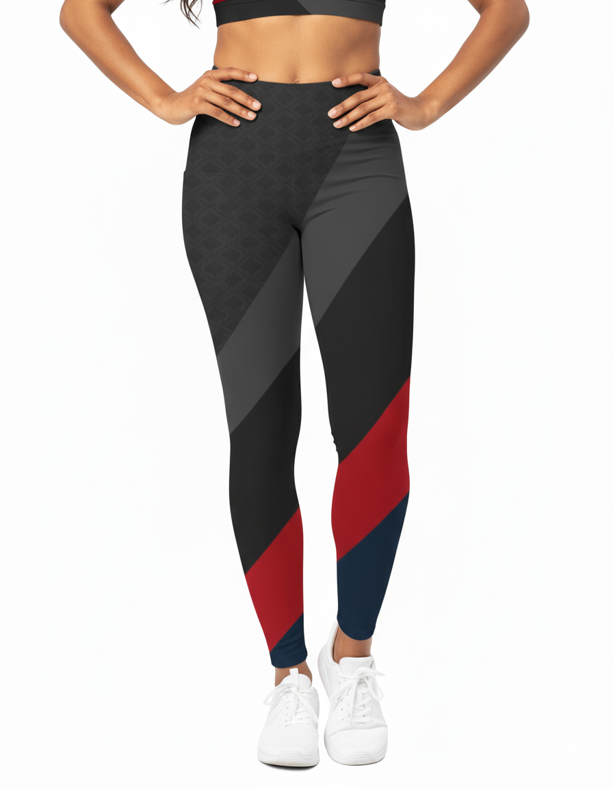 Stripped Red - Gym Legging and Sports Bra ( Combo)