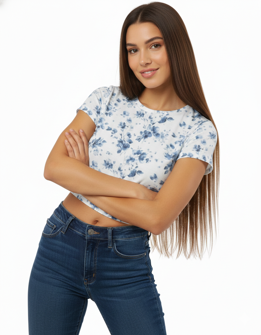 Cerulean Petals - Crop Top