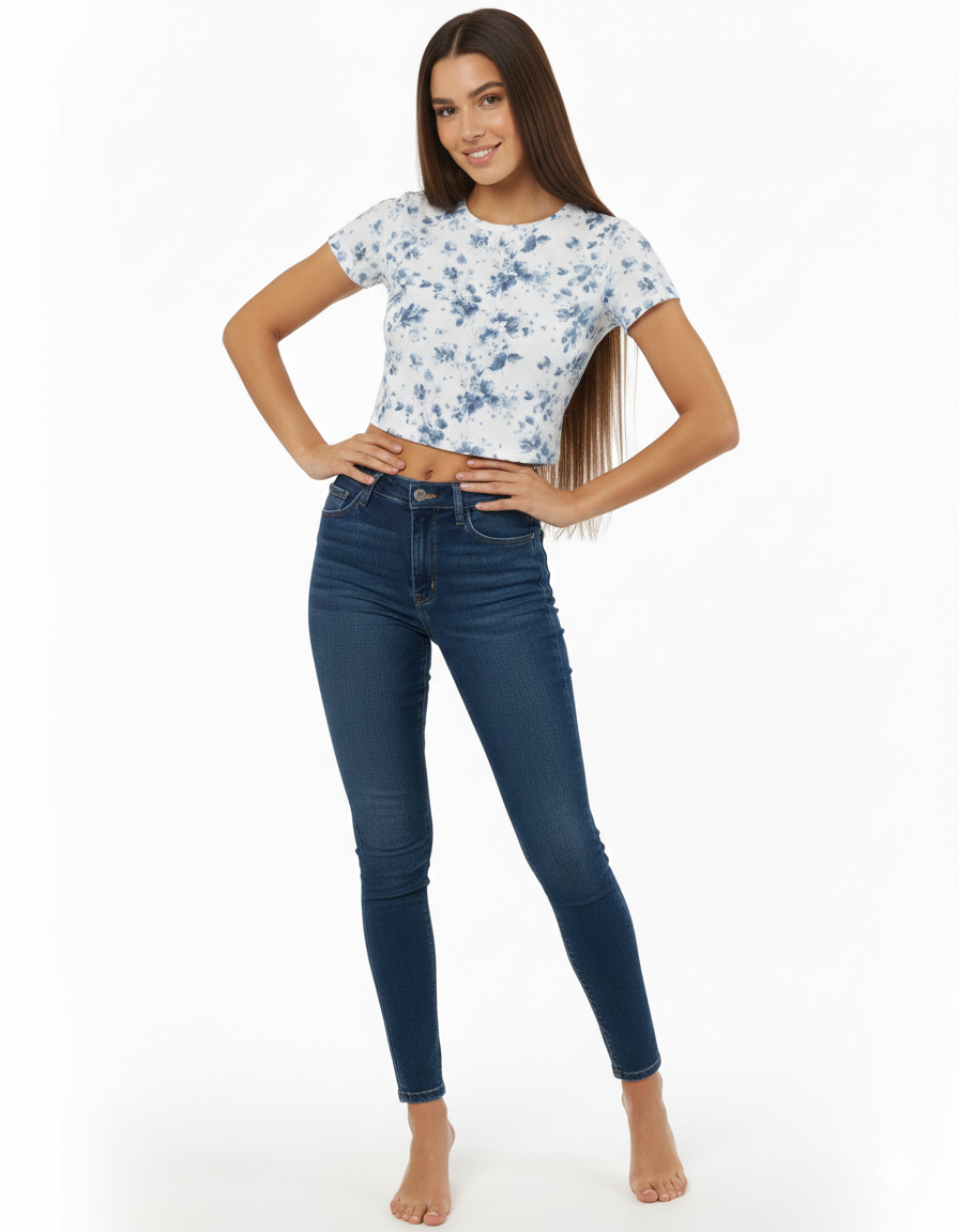 Cerulean Petals - Crop Top