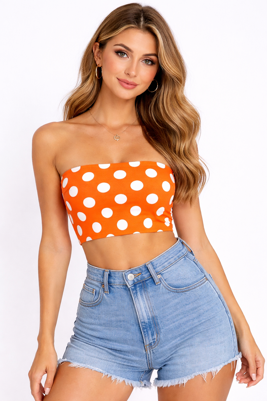 Tangerine Polka - Tube Top | KrookedVibe