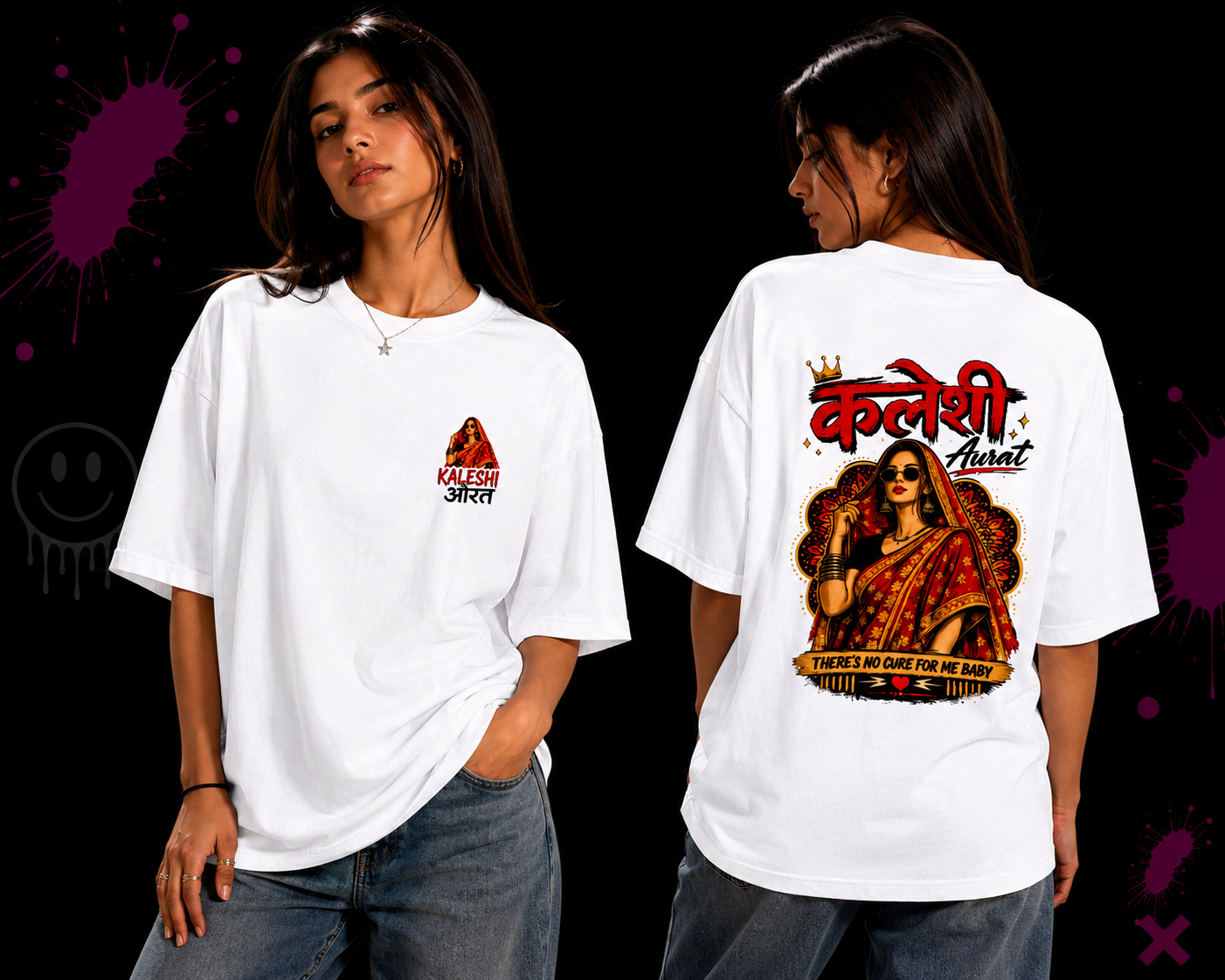 Kaleshi - Oversized Tees for her (Back Print) | KrookedVibe