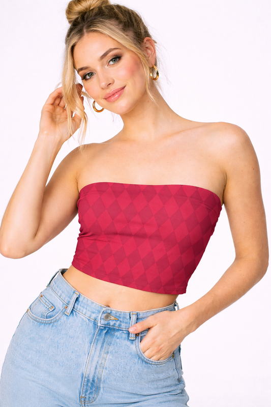 Red Checks - Tube Top | KrookedVibe