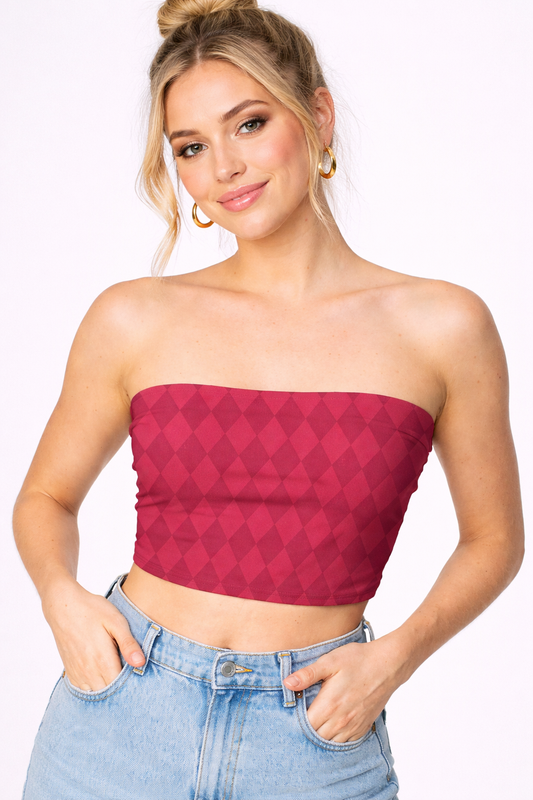 Red Checks - Tube Top | KrookedVibe