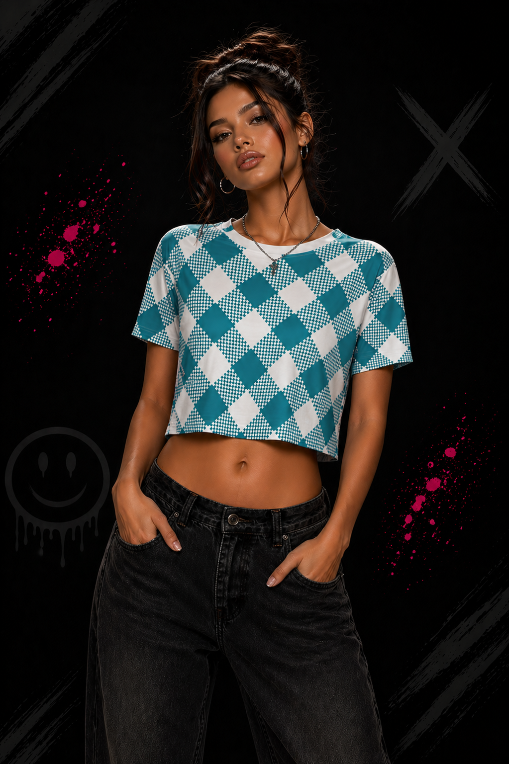 Blue checks - Crop Top | KrookedVibe