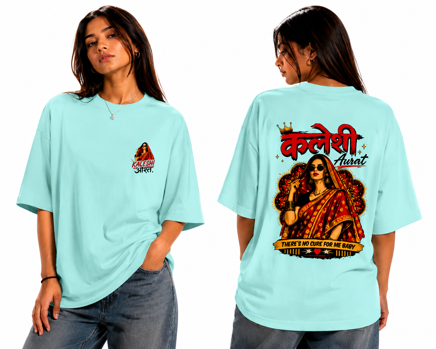 Kaleshi - Oversized Tees for her (Back Print) | KrookedVibe