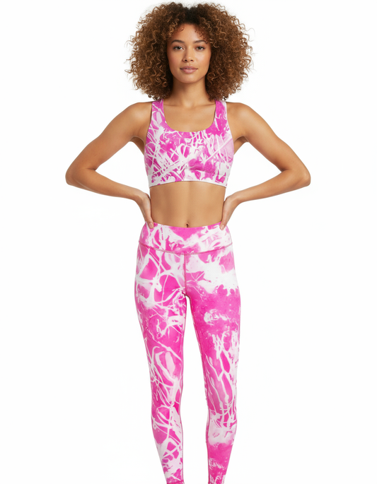 Pink Splash - Gym Legging and Sports Bra ( Combo)