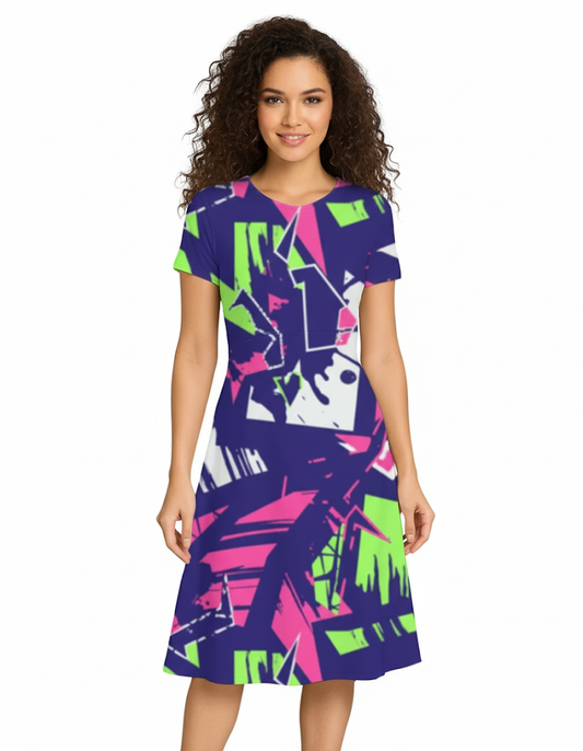 Graffiti Glam - A line Dress
